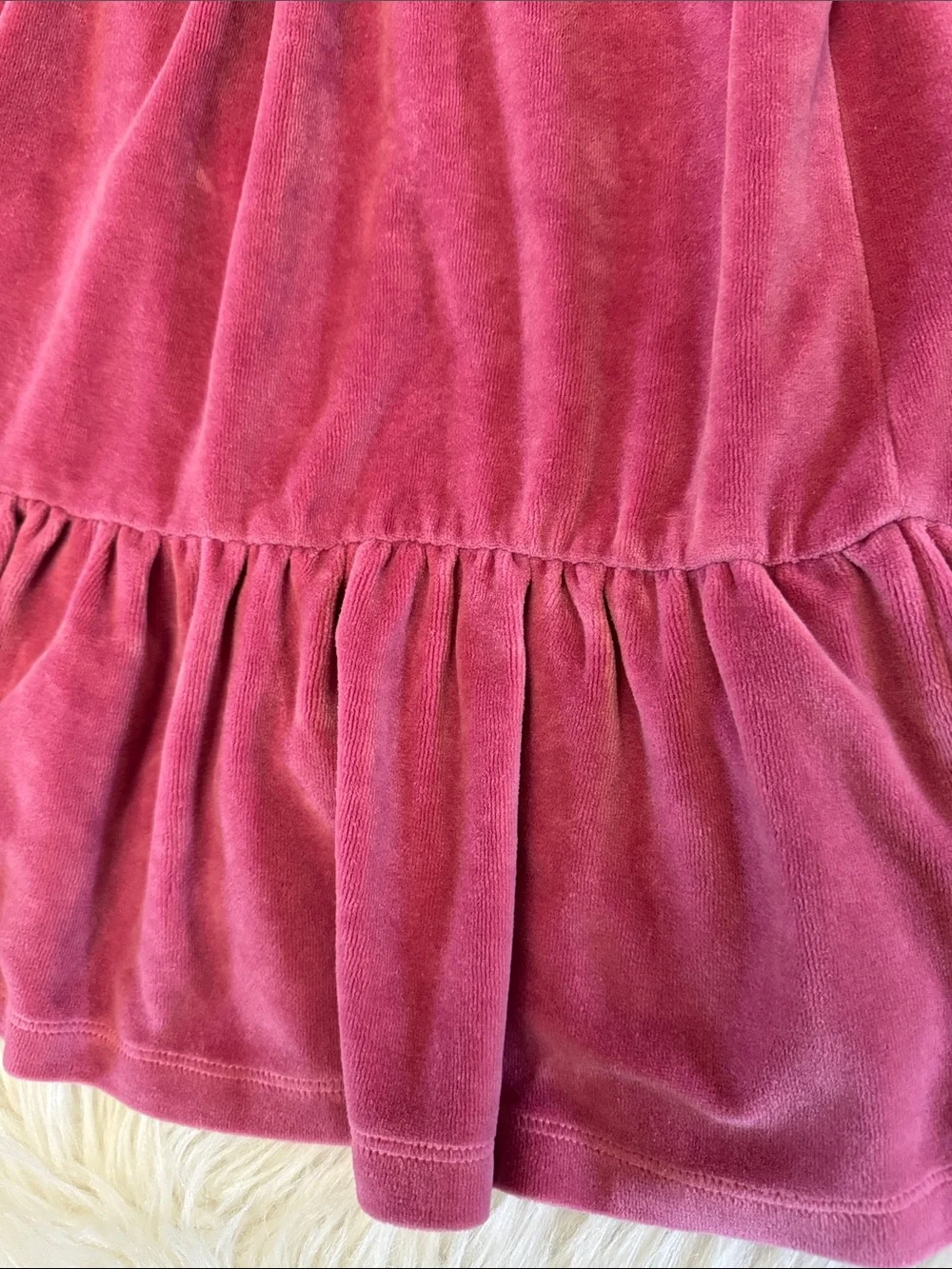 Mini Boden Girls' Velvet Long-Sleeve Tiered Dress In Pink Rose Size 7-8Y